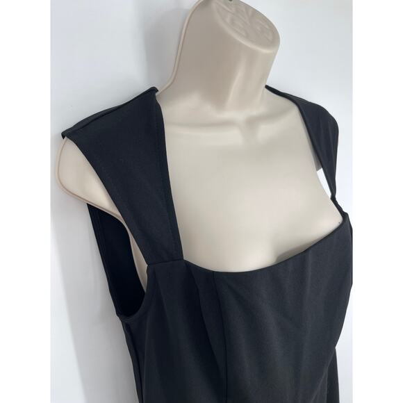 Lulus NEW Enticing Endeavors Black Jumpsuit XL Wide Leg Crepe Knit Square Neck - Picture 2 of 11